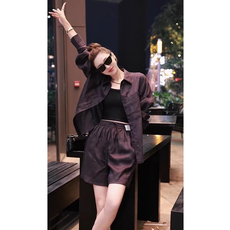 おしゃれ カジュアル 無地 薄手 秋服 シャツ オシャレ オールド マネー コットンと リネンの レディース 高級 スーツ カジュアル スポーツ シャツ ショート パンツ 夏の ファッション レトロ リネン 日焼け防止