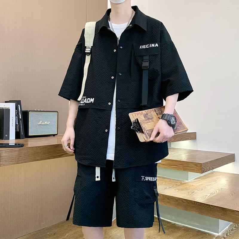 おしゃれ カジュアル 無地 薄手 秋服 シャツ オシャレ 半袖 シャツ メンズスーツ 夏 用 冷感 クール ワークウェア メンズシャツ カジュアル ツーピース スーツ