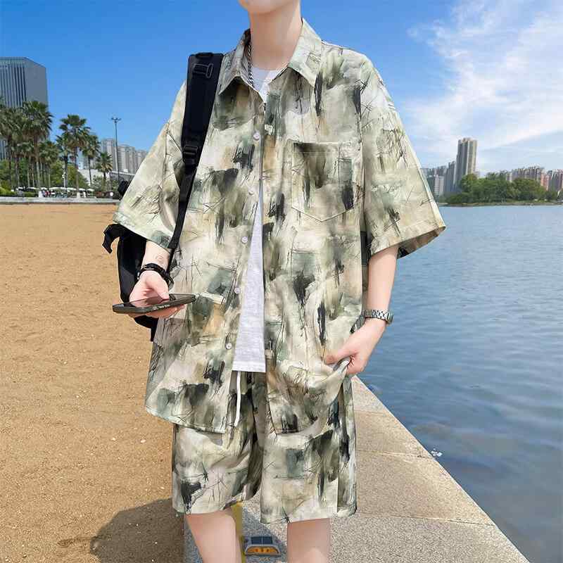 おしゃれ カジュアル 無地 薄手 秋服 シャツ オシャレ ハワイアン 半袖 シャツ メンズ 夏の ゆったり ビーチ スーツ 海辺の 休暇 冷感