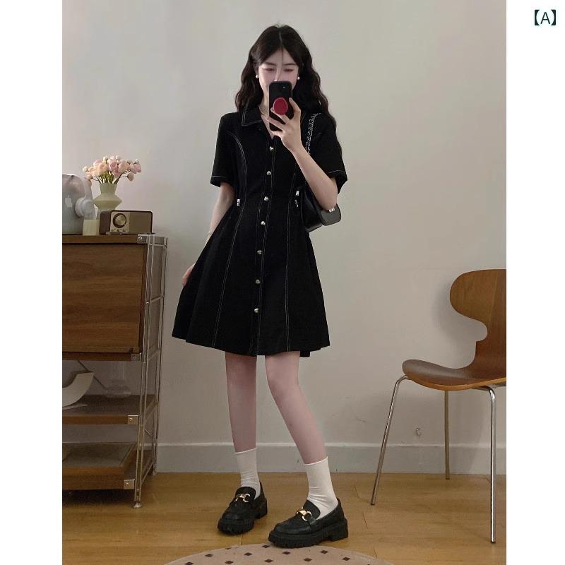 レディース かわいい 大きめ サイズ 婦人服 太めの mm 2025 夏 ティーブレイク フレンチ ポロ カラーの ワンピース ウエスト 痩せ aライン デニムスカート｜バランスケア　店