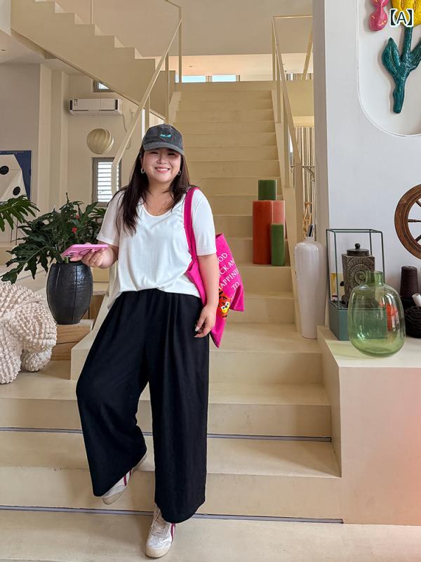 【夏】 涼しいパンツ レディース 薄手 ワイドパンツ 接触冷感 ウエストゴム 涼感 体型カバー 楽ちん ゆったり 大きいサイズ 韓国ファッション きれいめ カジュアル 夏服