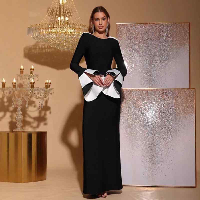 レディース 秋冬 ロング衣装 色っぽい 後押し食い違い リストバンドうつり変わり 長袖 か細い相応う ダンス楽隊 伸縮性 逢魔が時表現スタイル