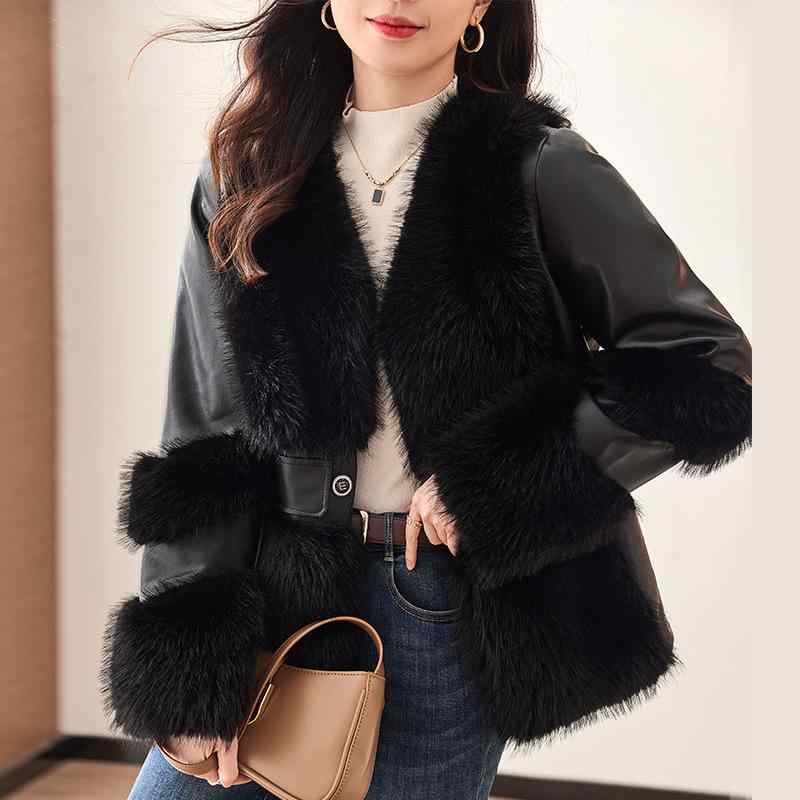秋冬 レディース ゆったり フェイクファー コート 綿入れ カジュアル アウター 高級感 暖か 軽量 日常使い 合成繊維 シルエット 街着x2