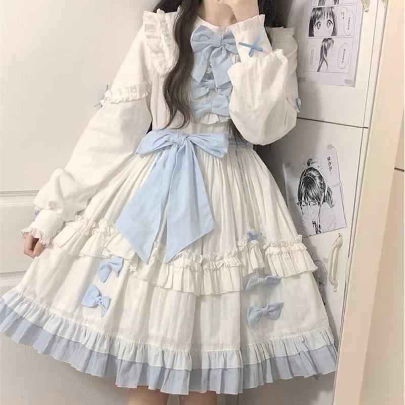 かわいい 姫様 変装 仮装 ロリータ服 ふんわり ワンピース ロリータ　ドレス　コスプレ ロリータスカート プリンセス スカート 女の子 大人 ドレス デイリー ライト ロ ホワイト クラウドコール ドスノー ロリータ