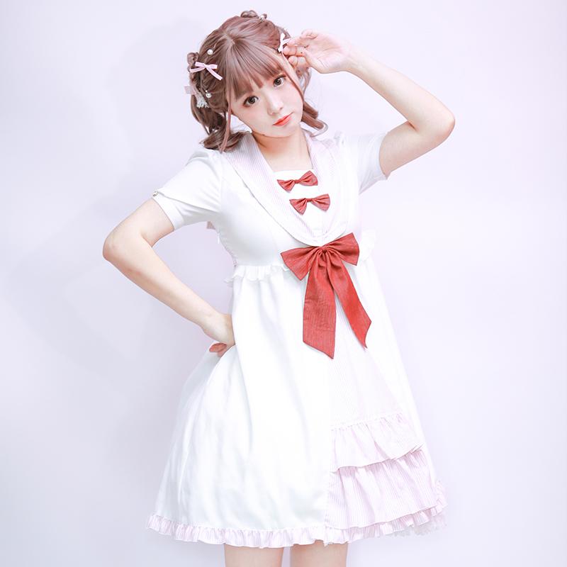 かわいい 姫様 変装 仮装 ロリータ服 ふんわり ワンピース ロリータ　ドレス　コスプレ スポット マドレーヌ DOH ドーナツ ガール ネイビー デイリー ロリータロリータ ワンピース OP ワイン レッド 春秋