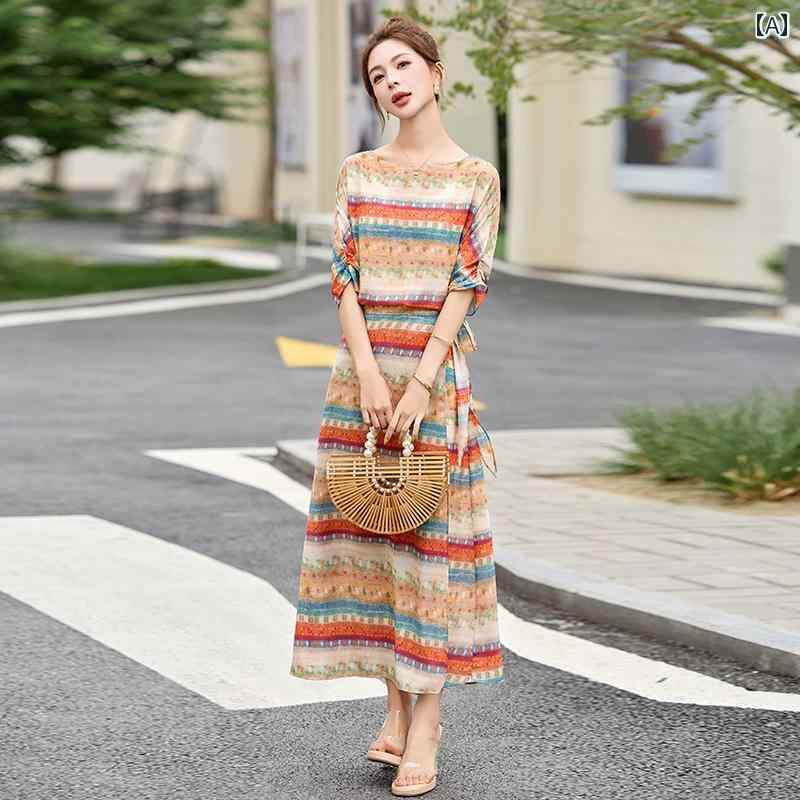 ワンピース 花柄 レディース ロング 夏服 フレアワンピース 大人かわいい ゆったり おしゃれ 韓国｜バランスケア　店