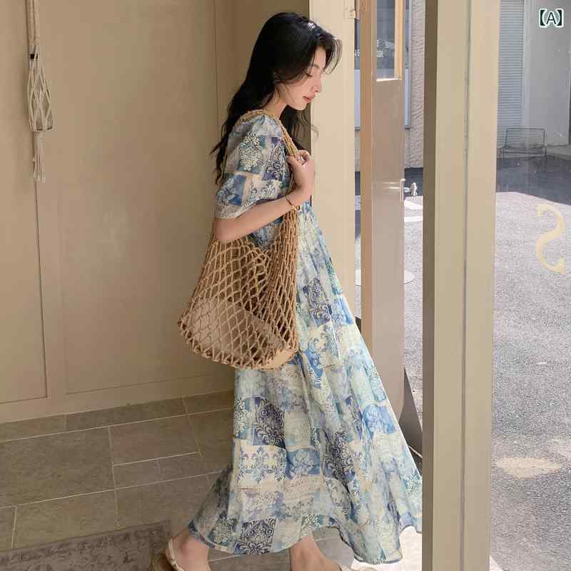 衣装 花柄 レディース ロング 夏服 太陽フレア衣装 成年者愛くるしげ ゆったり 今めかしい 韓国