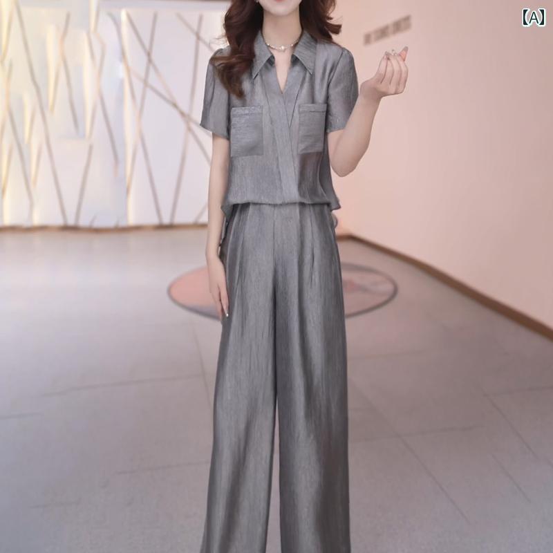 韓国ファッション セットアップ レディース 春夏 体型カバー おしゃれ 大人かわいい ゆったり 2点セット トップス ボトムス｜バランスケア　店
