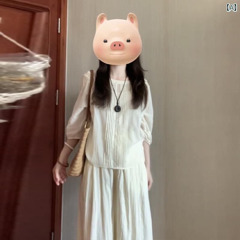 韓国流行り物 セットアップ レディース 春夏 体型押しかぶせる 今めかしい 成年者愛くるしげ ゆったり 2点仕掛ける トップス ボトムス