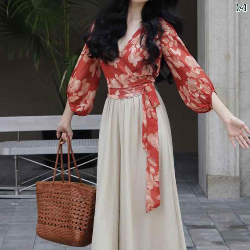 ヴィンテージ 花柄 衣装 ロング丈 成年者可愛らしい 御花刷り上げる レトロ 春夏 ゆったり 体型覆いかぶせる