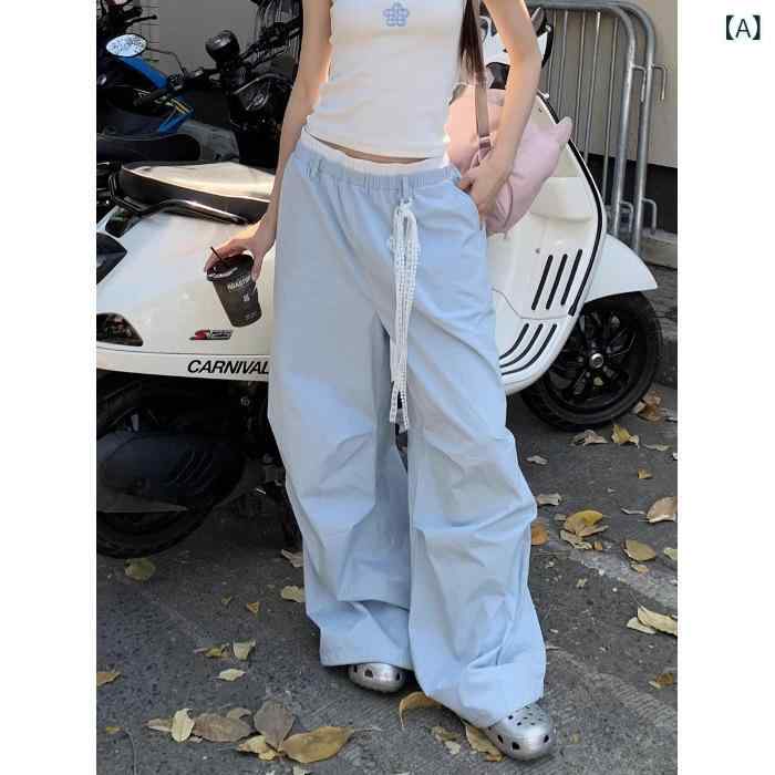 カーゴパンツ レディース ワイドパンツ 【 現物】高 腰 工 装 ズボン 女子 2025 新型 夏の ゆるい な 風の ワイド パンツの カジュアル パンツの アメリカン パンツ