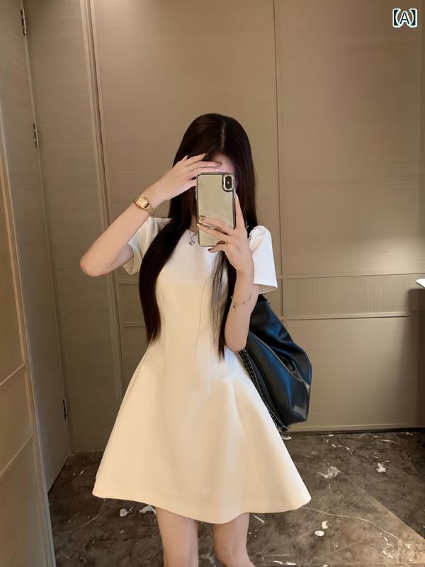 シフォン スカートきれいめ 白い ワンピースの レディース 夏の フランスの 小さい 背の 高級 感の スカートの ドレスの スカートは 腰を 収めて 明らかに やせている 白い スカートの スカートを 現します。｜バランスケア　店