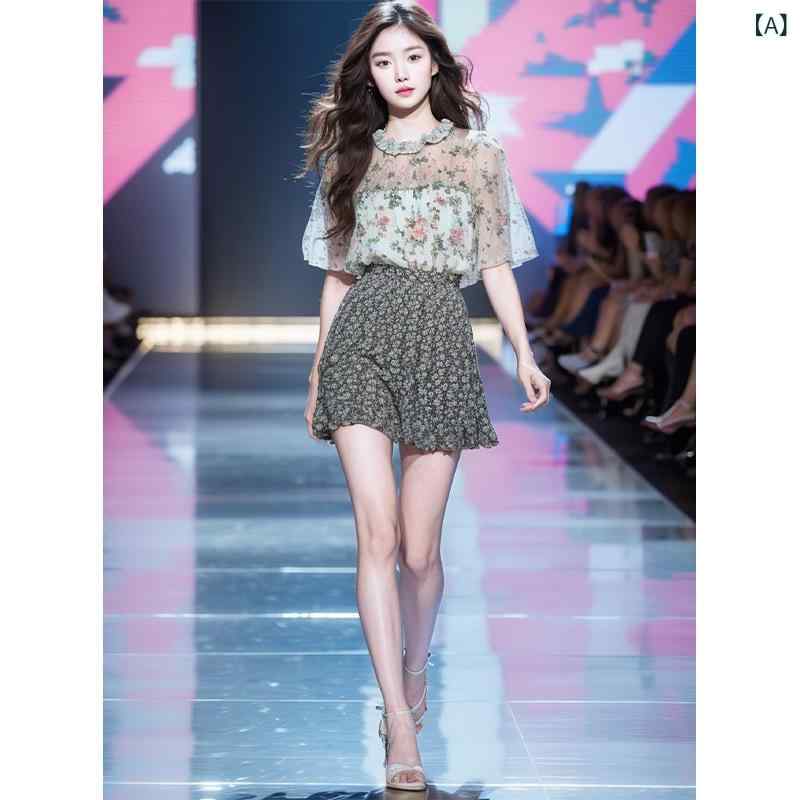 シフォン スカートきれいめ 2209 夏服と 韓国 系の 年齢を 減らした 美しい 洋 気 名 媛 女装 欲 スカート 2枚