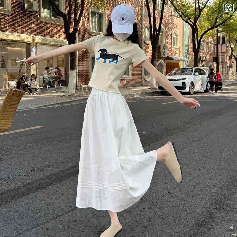 シフォン スカートきれいめ フランスの レトロ レースの スカート