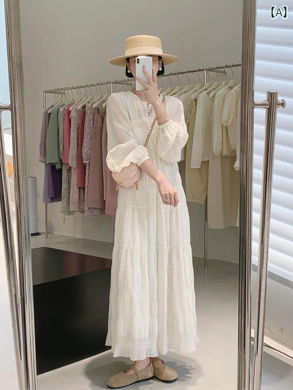 シフォン スコート好いたらしいめ 茶 休 フランス共和国 感 白 シフォン衣装 成人女性 夏は ゆったりしていて 痩せています。