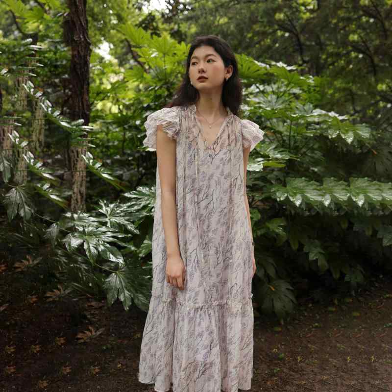 花柄ロングプリーツスカート フラワープリント 夏 フレンチ リゾート 風 ワンピース プリーツ 花柄 スカート キノコ プリント 優しい ロング スカート B 0332 7,007円