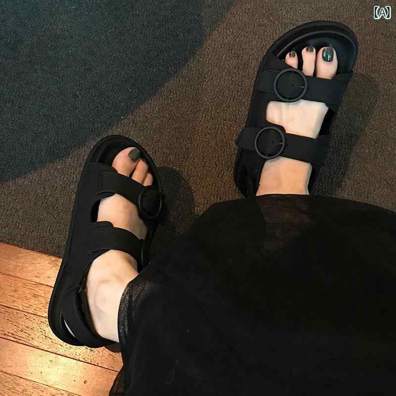 サンダル 厚底 ビーチ レディース かかと露出 ワンボタン 万能 シンプル おしゃれ カジュアル ファッション アウター 使いやすい 便利 お出かけ アーティファクト フレンチ ローマ風