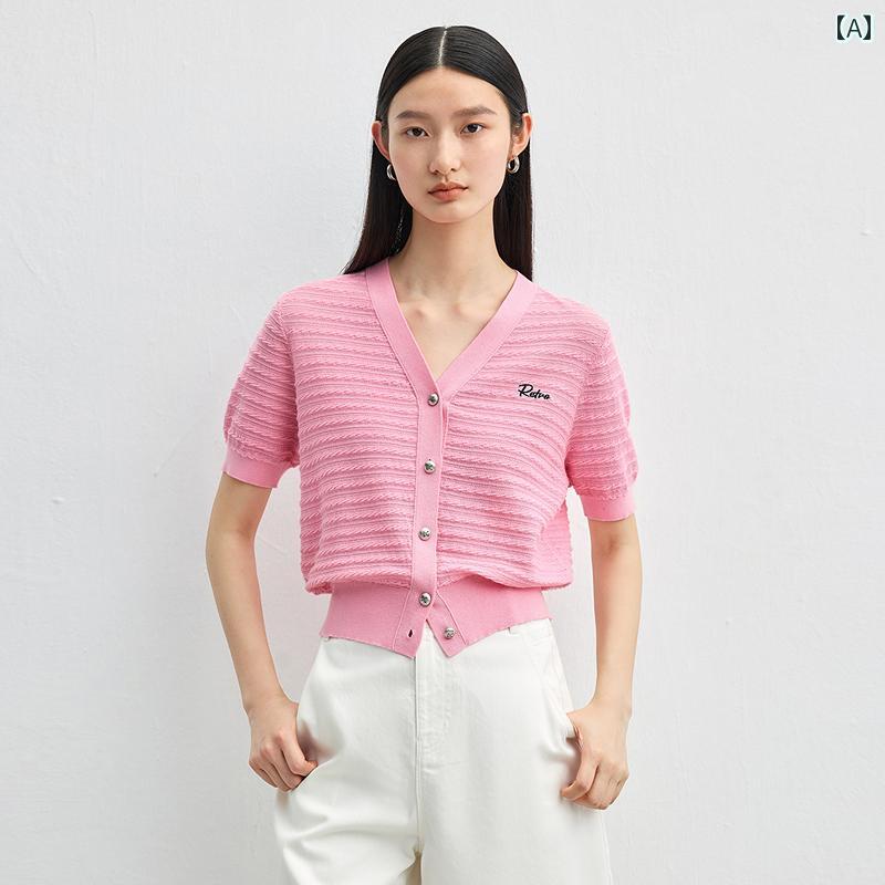 セーター　レディース メンズ ビジネス Vネック セーター トップス ニット秋冬 春 男女兼用 秋冬春 事務服 オフィス カーディガン 毛玉になりにくい ゆったり Disenis 2025夏 通勤用 綿 カーディガン エレガント Vネック 半袖 ウール ニット セーター レディース