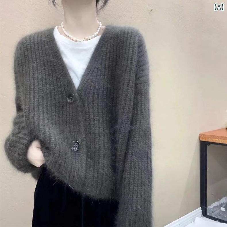 カーディガン レディース きれいめ とても おしゃれですねの ある Vネックニットカーディガン 女性用 秋冬 厚手 ウール レイヤリング シャツ ジャケット