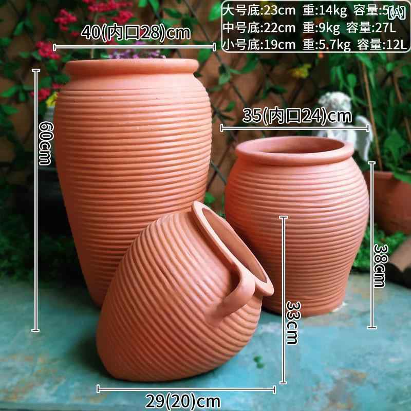 土鍋 シンプル 陶器 植木鉢 屋外 庭 素焼き ポットラフ 通気性 花 植物 床 壁 花瓶 ポットセット 屋外 ガーデニング 粗陶ポット 3点セット