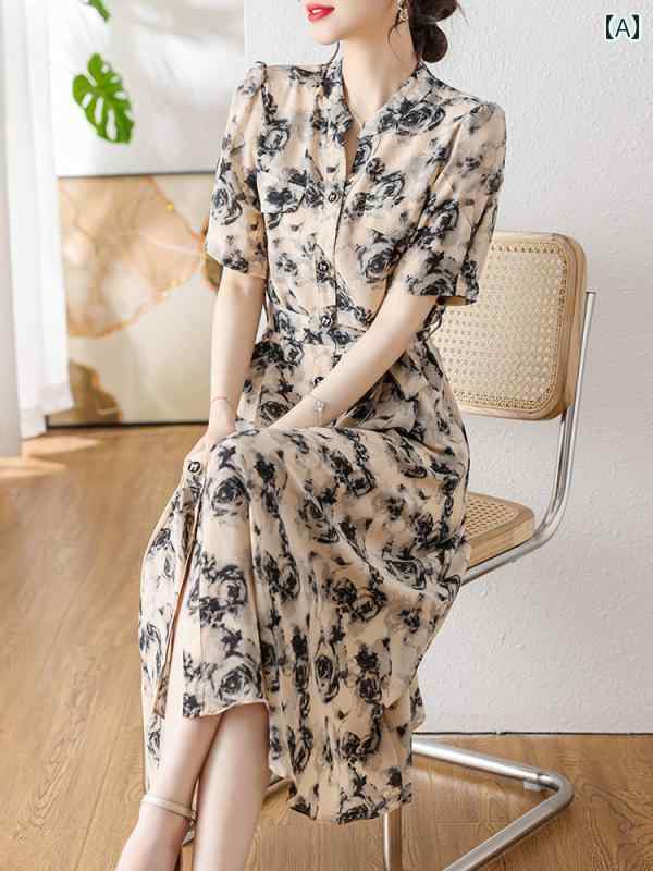ラシャペル 中年 お母さん 夏 御召しもの レディース流行り物 シフォン 花柄 スコート