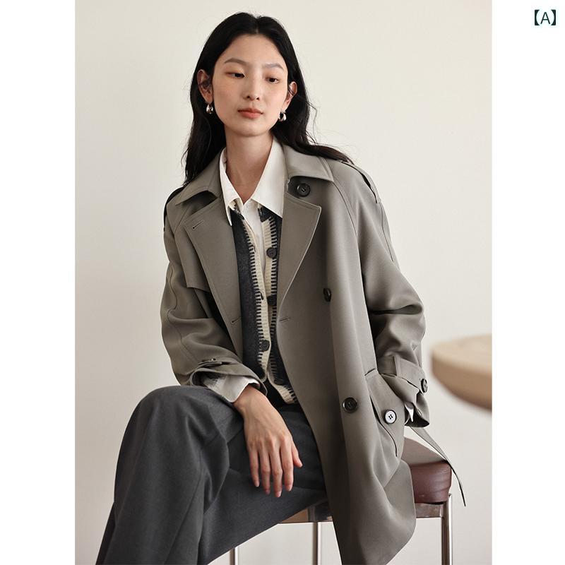 レディース 防花粉 ライナー付き ミドル丈 大きいサイズ アウター 女性用 ウィンドブレーカージャケット 2025秋 スタイル 高級 英国 風のの ショートと な 小さい サイズ