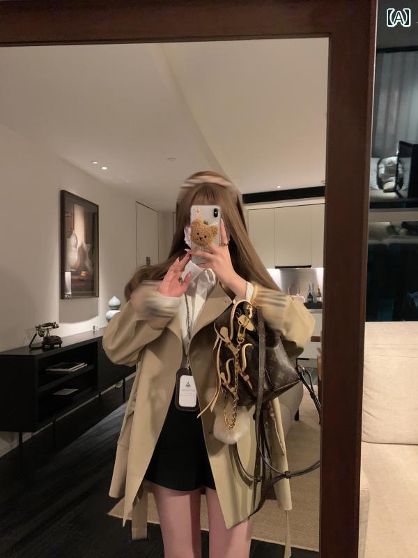 Chuchu London 淡彩 照合のしるし 柄 スプライシング ダブル前胸部 トレンチコート 上衣 レディース プチ 並み並み 丈
