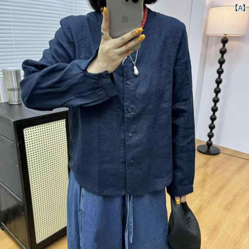 カジュアル 長袖 開襟 Vネック 春夏着 吸水性 速乾 薄手 軽量 ゆったり 無地 ベーシック 合わせやすい アウトドア 通勤 肌触りいい ファッション 33お すすめ 100 % リネン ラウンドネック 文芸 風 シングルブレスト 通勤 カジュアル 長袖 シャツ