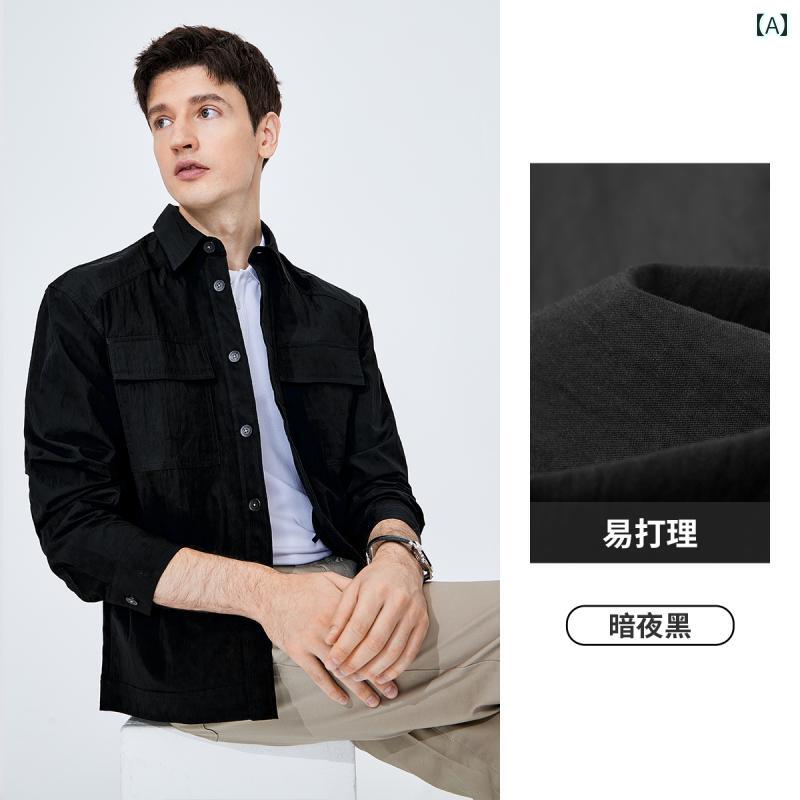 ジャケット リネン ソリッド メンズ トップス シャツ 春 おしゃれ カジュアル シンプル アウター ファッション 万能 便利 グリーン｜バランスケア　店
