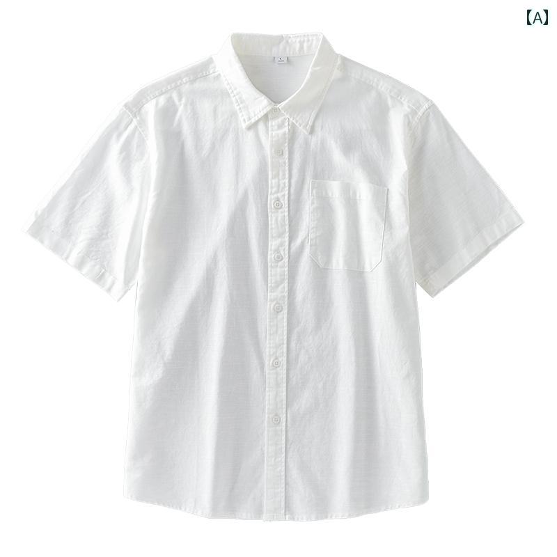 リネンシャツ メンズ 半袖 夏 アメリカン 白 ポケット シャツ 通気性 綿 麻 シャツ ジャケット 6,789円