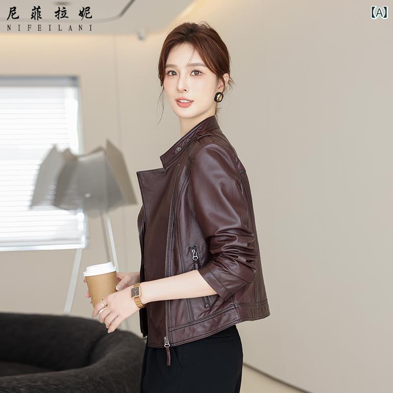 テーラードジャケット メンズ 長袖 カットソー シャツジャケット 春秋 トラッド アメカジ カジュアル 秋 秋服 春服 夏服 ビジネス 2025年 シープスキン ショート スモール スタンドカラー スリムフィット 長袖 モーターサイクルレザージャケット 革 ジャケット レディース|バランスケア 店