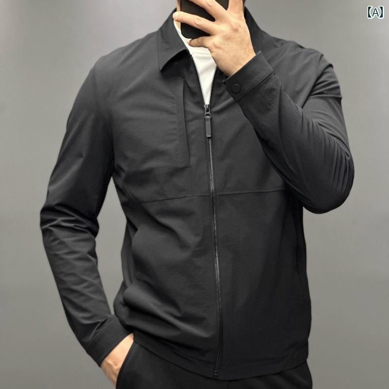 テーラードジャケット メンズ 長袖 カットソー シャツジャケット 春秋 トラッド アメカジ カジュアル 秋 秋服 春服 夏服 ビジネス 春の 薄手 シンプル 高級 縦 切り ステッチ ジッパー 長袖 ジャケット おしゃれ 紳士 万能