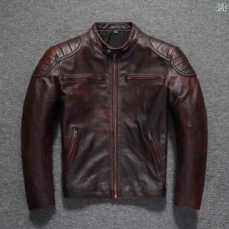 新の 重厚な トップレイヤー 牛革 革 ジャケット メンズ バイクウェア スタンドカラー 春秋 レザージャケット 11,534円