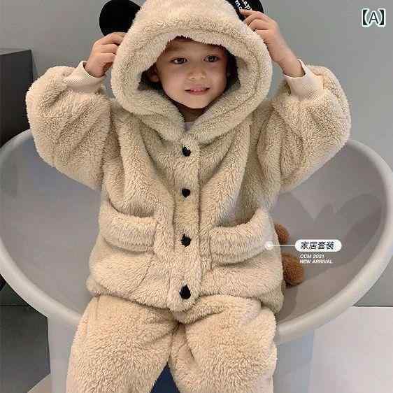 子供 パジャマ かわいい ファッション 安眠アーティファクト 上下セット 冬 暖かい 厚手 裏起毛 フランネル 室内向け