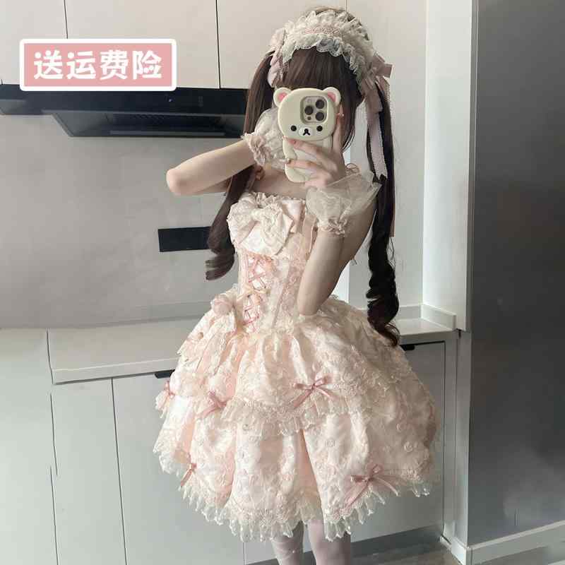 衣装 病み可愛らしい 御姫様御召しもの ロリータ服 シュロの葉 御召しもの コスプレ御召しもの ロリータ 御召しもの コスプレ 花の 前奏曲 ロリータ バレー 風 御召しもの ズボン吊り スコート JSK 御姫様 成年者 式 生まれ落ちる日 差し上げ物