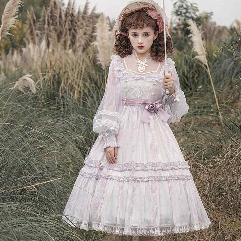 ワンピース 病みかわいい プリンセスドレス ロリータ服 リボン コスチューム コスプレ衣装 ロリータ ドレス コスプレ スポット 未知の 星 フラワーガーデン OP エレガント ロリータ 長袖 ロリータドレス 秋冬