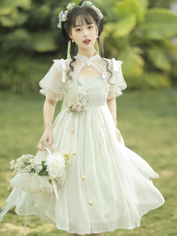 ワンピース 病みかわいい プリンセスドレス ロリータ服 リボン コスチューム コスプレ衣装 ロリータ　ドレス　コスプレ ロリータ デイリー プリンセス OP エレガントで 半袖 漢元素 牧歌的な ロリータドレス 春と 夏
