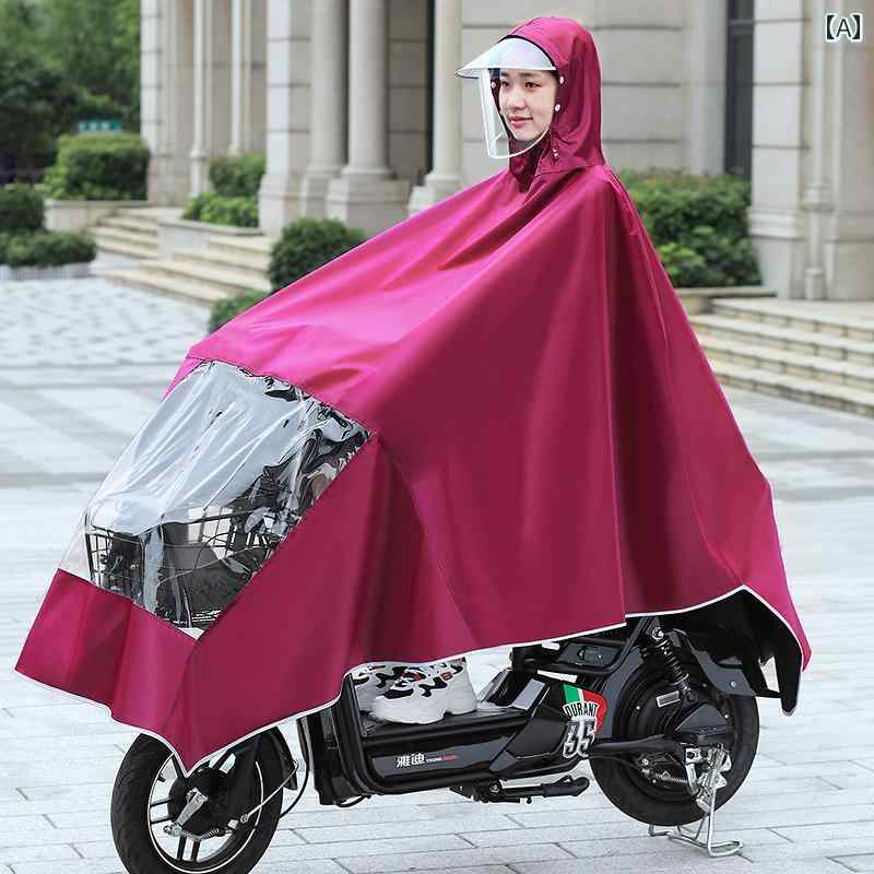 レインポンチョ 前開き コート 電動 自転車 全身 防水 バイク 路面 ロング 暴風 雨 専用 おしゃれ かわいい 厚手 女性用 ワインレッド ネイビー パープル