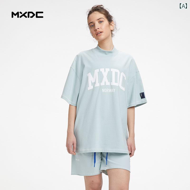 カットソー Tシャツ ロン ワッペン 女性 レディース 半袖 長袖 ファッション 夏 MXDC Maxdisen ニット プリント カジュアル 快適 コットン 水色 黒 ユニセックス