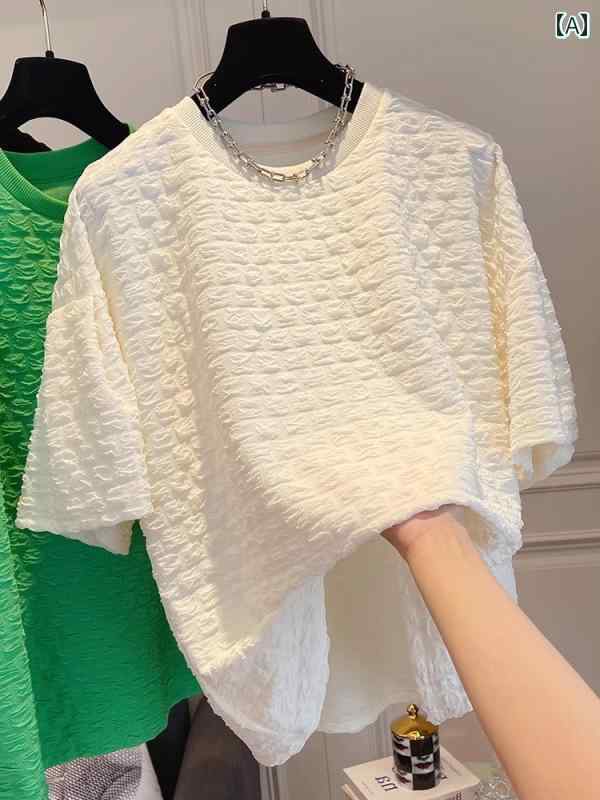 シンプル　レディース 長袖 トップス ロンT 長袖 ワッフル ゆったり 春夏 ワッフルカットソー 大きいサイズ シンプル カットソー プルオーバー カットソートップス Tシャツ 体型カバー 特大 サイズ 2 300 斤 夏 バブル 半袖 Tシャツ メンズ ゆったり ワッフル カジュアル