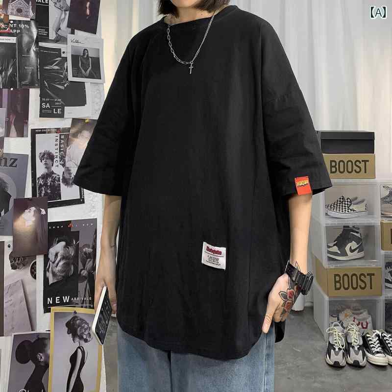 シンプル　レディース 長袖 トップス ロンT 長袖 ワッフル ゆったり 春夏 ワッフルカットソー 大きいサイズ シンプル カットソー プルオーバー カットソートップス Tシャツ 体型カバー 2025夏 シンプルベーシック 刺繍 無地 半袖 Tシャツ メンズ ゆったり カップル 五分袖
