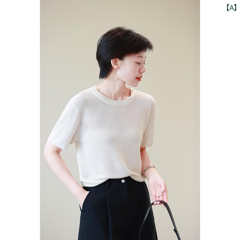 カットソー ワップル プルオーバー ゆったり 分かりやすい 色合い 心地よい 格好のいい 好いたらしい いの一番 アメリカン 相応うネス レディース メンズ 暑さに 負けない  分かりやすいで 全能な  リネンの ラウンドのど頚 半袖 編み物 プルオーバー  成人女性