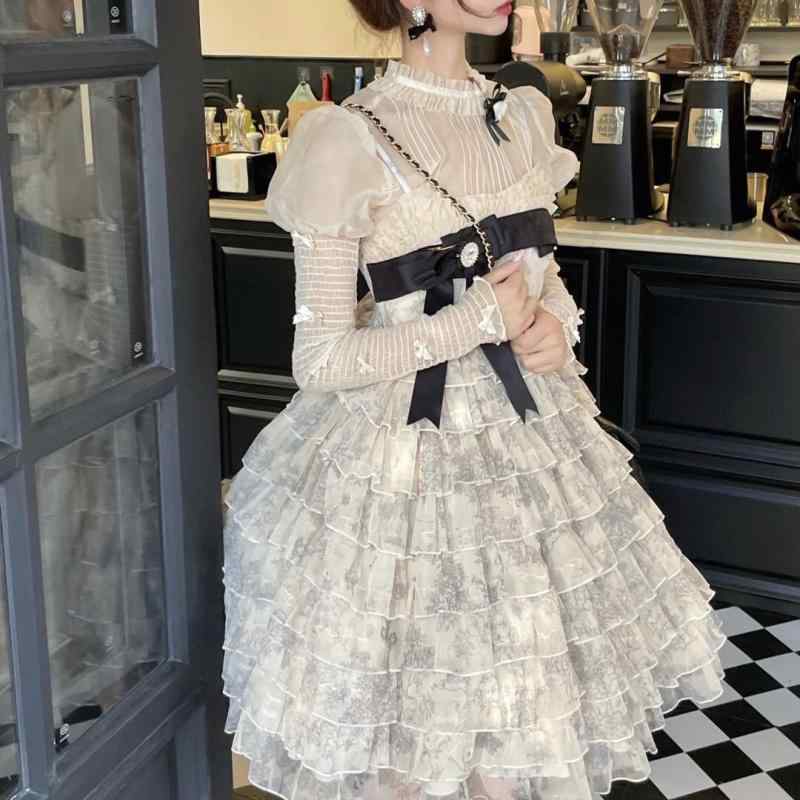 ワンピース 病みかわいい プリンセスドレス ロリータ服 リボン コスチューム コスプレ衣装 ロリータ ドレス コスプレ の jsk サスペンダー スカート ワンダーランド 旅行 ノート ロリータ デイリー ドレス フェアリー マルチレイヤー ティアードスカート 女性