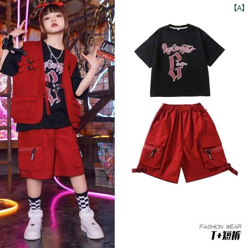 セットアップ キッズ おしゃれ 男の子と 女の子で な ヒップ ホップ ドラム セット パフォーマンス 衣装 ステージ 衣装の 子供用 ストリート ダンス ファッション 服