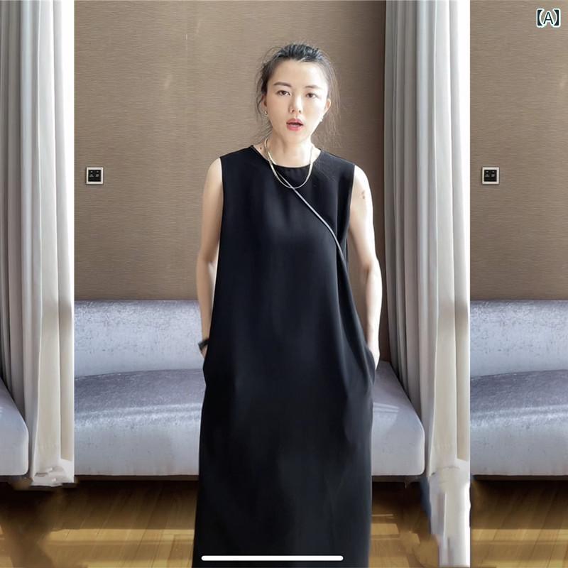 レディース ふんわり ワンピース 無袖 ロング丈 ティアード ガーリー 夏の 高級 風 ドレス ゆったり フランスの レトロ ノースリーブ ミディアム 丈 スリム イミテーション アセテート ベスト｜バランスケア　店