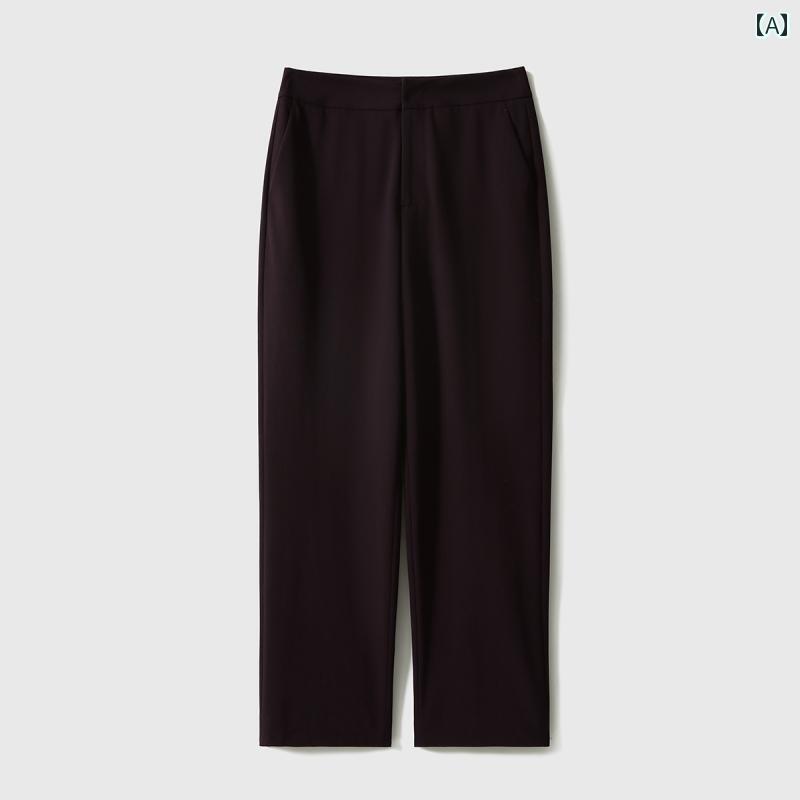 レトロ ストレート レッグ パイプ パンツ 春秋 スリム カジュアル おしゃれ お出かけ ファッション シンプル ストリート ブラウン ベージュ