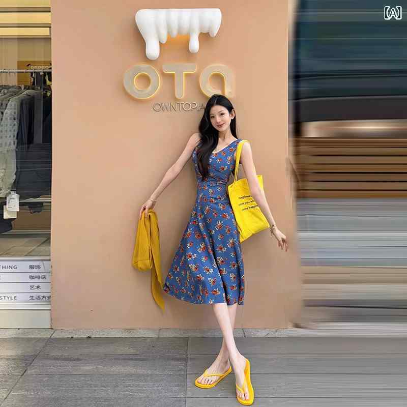 レディース ふんわり ワンピース 無袖 ロング丈 ティアード ガーリー ホリデー フランスの レトロ 花柄 ドレス Vネック 女性 2025夏の ノースリーブベスト|バランスケア 店