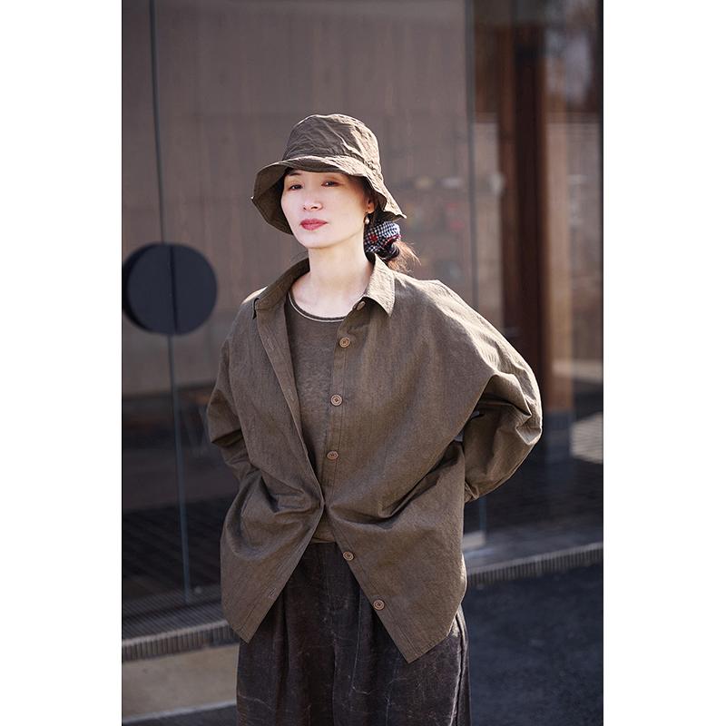 レディース  ティーシャツ トップス Yijiu 雑貨 春 綿 麻生 地 枯れ葉 色合い ゆったり か細い 馬鹿でかい ティーシャツ 91127 B