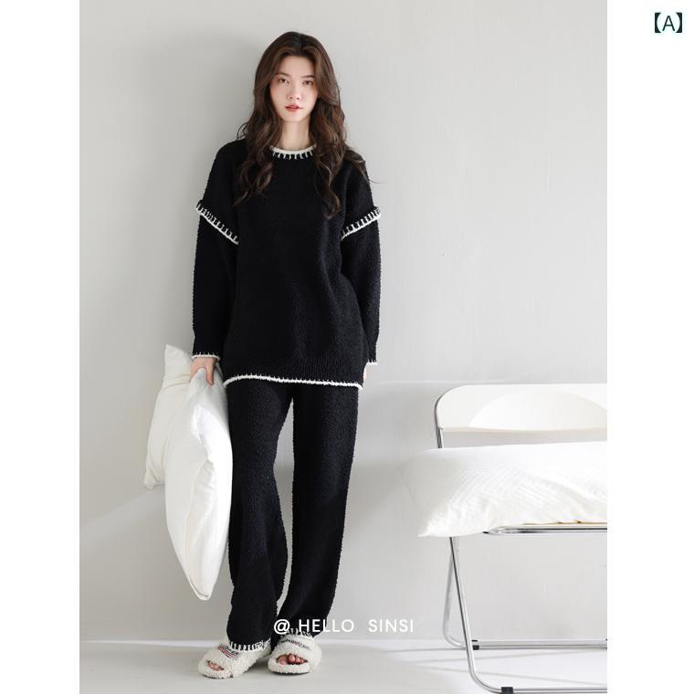 レディースパジャマ 女性用 おしゃれ かわいい 綺麗 ファッション リネン ホームウェア 服 綿 学生 秋冬 ハーフ 厚手
