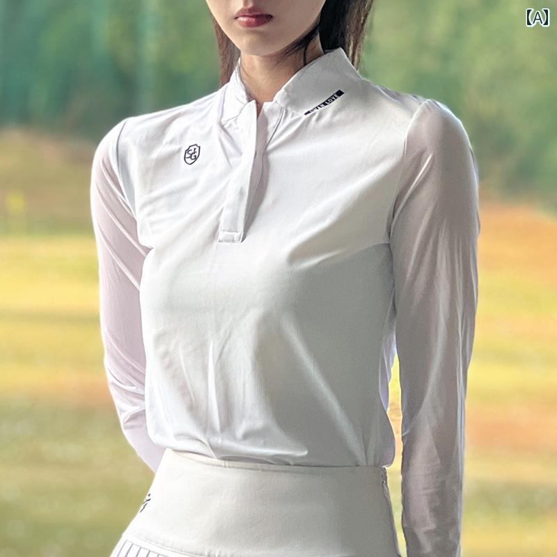 SG ゴルフ レディース 夏 薄手 冷感 長袖 Tシャツ 白 スーツ 防 光 裏地 スカート